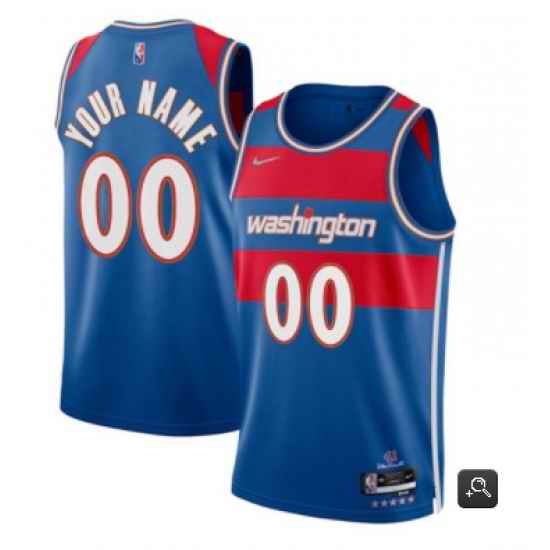 Men Women Youth Toddler Washington Wizards Active Player Custom 75th Anniversary 2021 2022 Blue City Edition Swingman Stitched Jersey->customized nba jersey->Custom Jersey