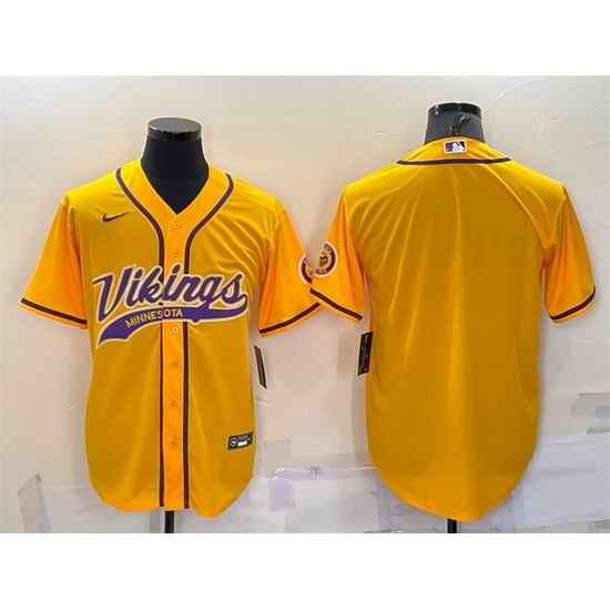 Men Minnesota Vikings Blank Gold With Patch Cool Base Stitched Baseball Jersey->minnesota vikings->NFL Jersey