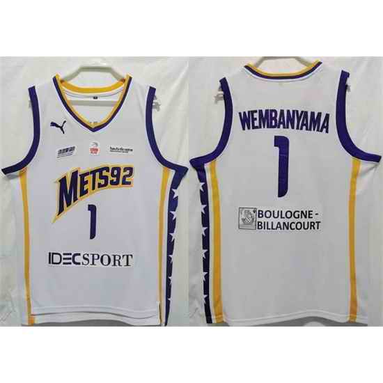Men Boulogne Levallois Metropolitans 92 #1 Victor Wembanyama White Stitched Jersey->new york knicks->NBA Jersey