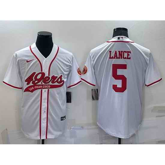Men San Francisco 49ers #5 Trey Lance White Cool Base Stitched Baseball Jersey->tampa bay buccaneers->NFL Jersey
