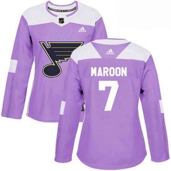 Womens Adidas St Louis Blues #7 Patrick Maroon Authentic Purple Fights Cancer Practice NHL Jersey->women nhl jersey->Women Jersey