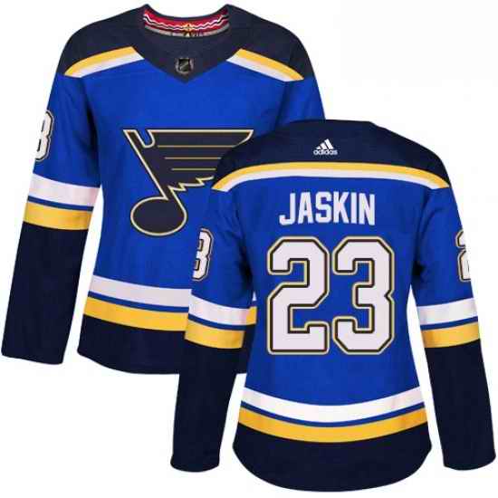 Womens Adidas St Louis Blues #23 Dmitrij Jaskin Premier Royal Blue Home NHL Jersey->women nhl jersey->Women Jersey