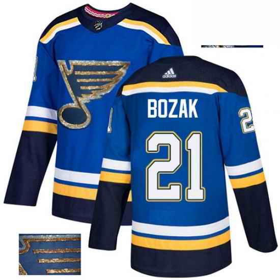 Mens Adidas St Louis Blues #21 Tyler Bozak Authentic Royal Blue Fashion Gold NHL Jersey->st.louis blues->NHL Jersey