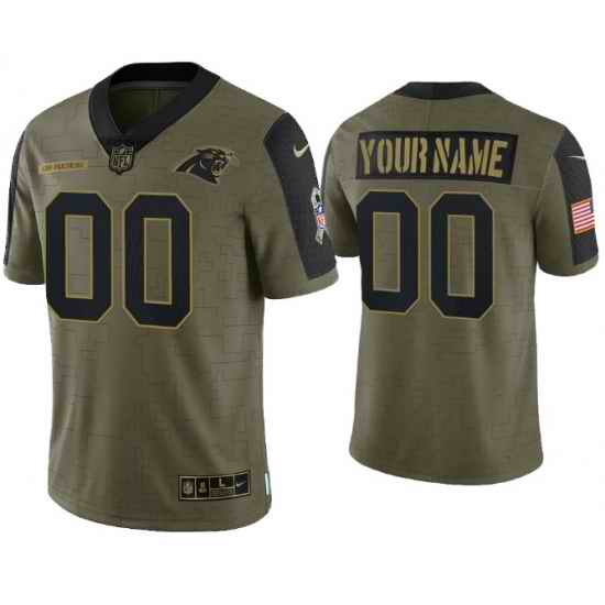 Men Women Youth Toddler Carolina Panthers ACTIVE PLAYER Custom 2021 Olive Salute To Service Limited Stitched Jersey->customized nfl jersey->Custom Jersey