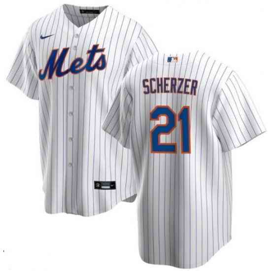 Men Nike New York Mets #21 Max Scherzer White Strips MLB Jersey->women nfl jersey->Women Jersey