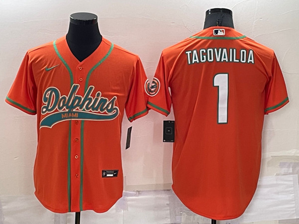 Men's Miami Dolphins #1 Tua Tagovailoa Orange Cool Base Stitched Baseball Jersey->new england patriots->NFL Jersey