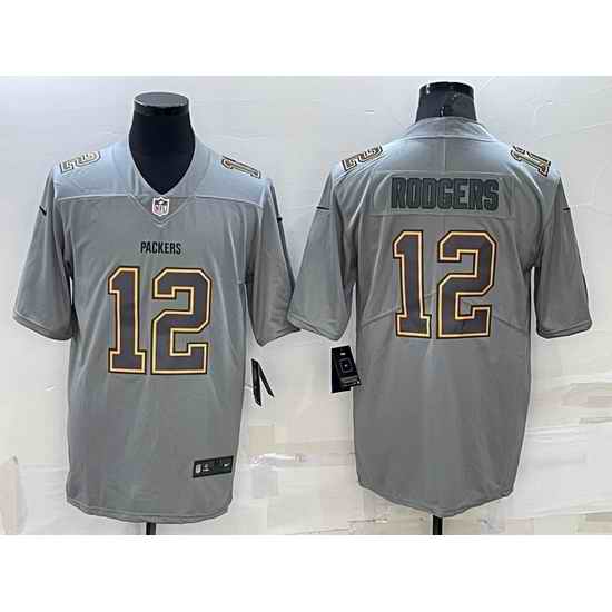 Men Green Bay Packers #12 Aaron Rodgers Gray Atmosphere Fashion Stitched Jersey->denver broncos->NFL Jersey