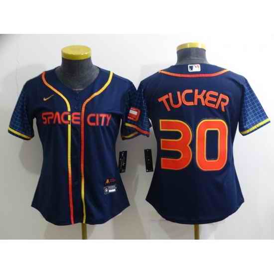 Women Houston Astros #30 Kyle Tucker 2022 Navy City Connect Stitched Jersey 28Run Small 2->women mlb jersey->Women Jersey