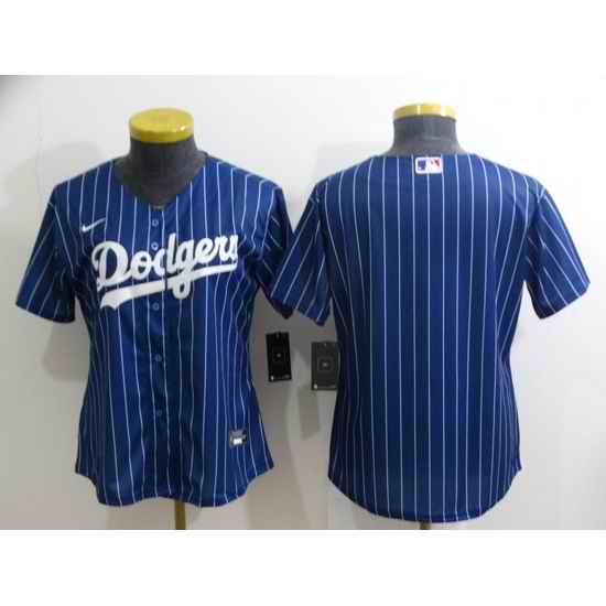 Women's Los Angeles Dodgers Blank Navy Blue Pinstripe Stitched MLB Cool Base Nike Jersey1->women mlb jersey->Women Jersey