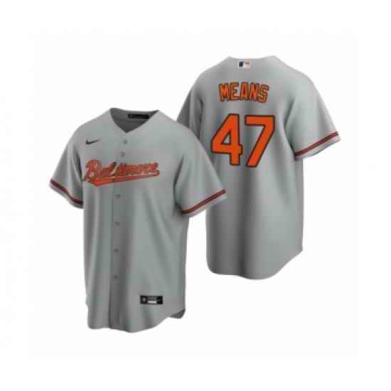 Men's Baltimore Orioles #47 John Means Nike Gray Replica Road Jersey->baltimore orioles->MLB Jersey
