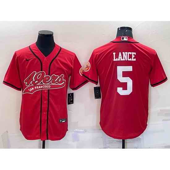 Men San Francisco 49ers #5 Trey Lance Red Cool Base Stitched Baseball Jersey->tampa bay buccaneers->NFL Jersey