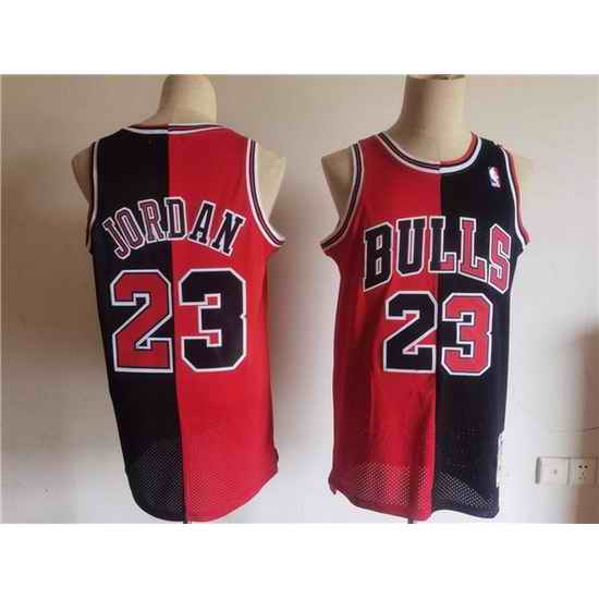 Men Chicago Bulls #23 Michael Jordan Red Black Split Throwback Stitched Jersey->golden state warriors->NBA Jersey
