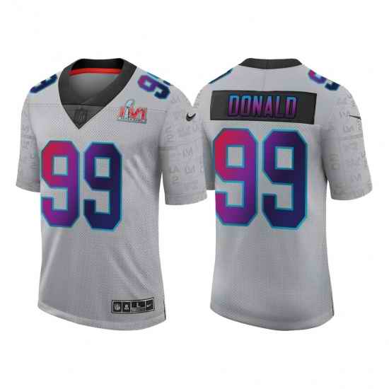 Men Los Angeles Rams #99 Aaron Donald 2022 Grey Super Bowl LVI Limited Stitched Jersey->washington commanders->NFL Jersey