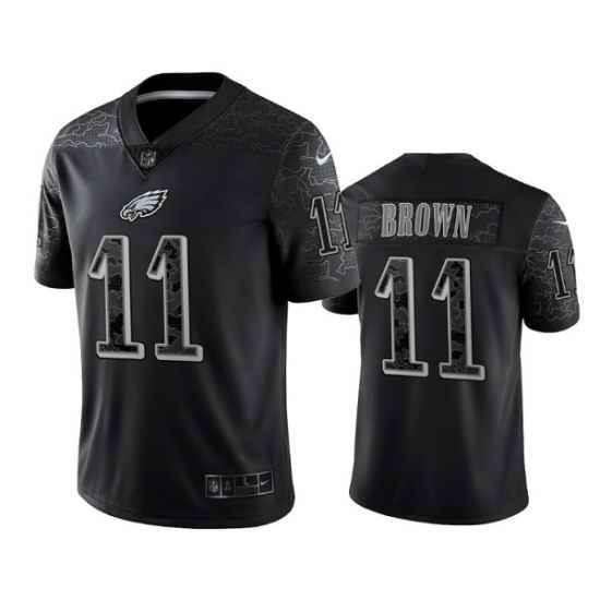 Men Philadelphia Eagles #11 A J Brown Black Reflective Limited Stitched Jersey->philadelphia eagles->NFL Jersey
