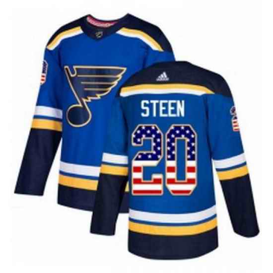 Mens Adidas St Louis Blues #20 Alexander Steen Authentic Blue USA Flag Fashion NHL Jersey->st.louis blues->NHL Jersey