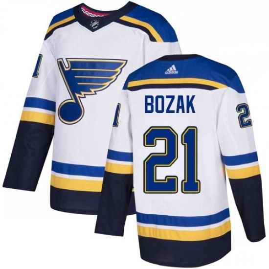 Mens Adidas St Louis Blues #21 Tyler Bozak Authentic White Away NHL Jersey->st.louis blues->NHL Jersey