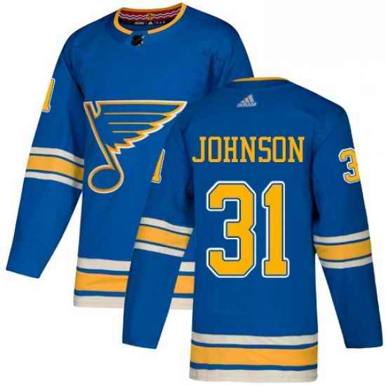 Mens Adidas St Louis Blues #31 Chad Johnson Authentic Navy Blue Alternate NHL Jersey->st.louis blues->NHL Jersey