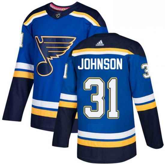 Mens Adidas St Louis Blues #31 Chad Johnson Authentic Royal Blue Home NHL Jersey->st.louis blues->NHL Jersey