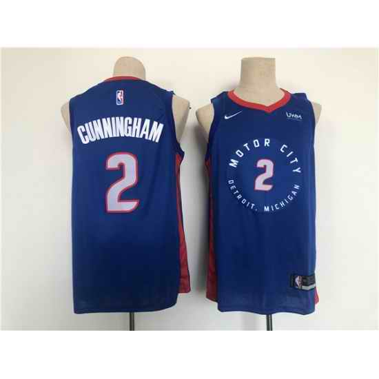 Men Detroit Pistons #2 Cade Cunningham Navy Stitched Basketball Jersey->denver nuggets->NBA Jersey