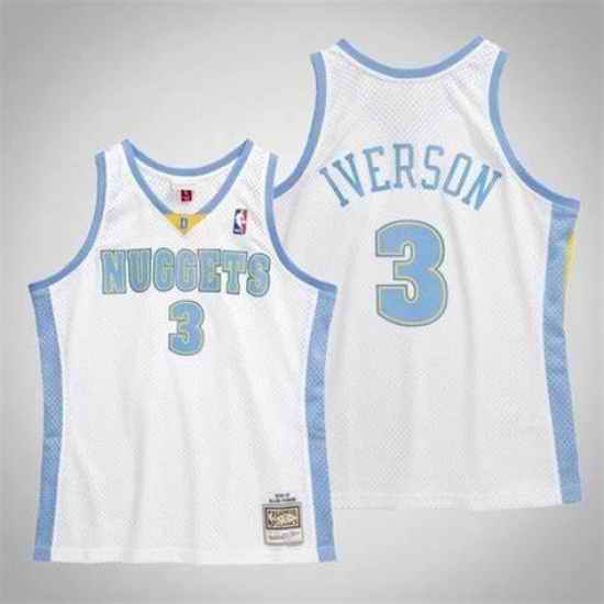Men Denver Nuggets  #3 Allen Iverson Hard Classic Mitchell Ness Jersey->denver nuggets->NBA Jersey