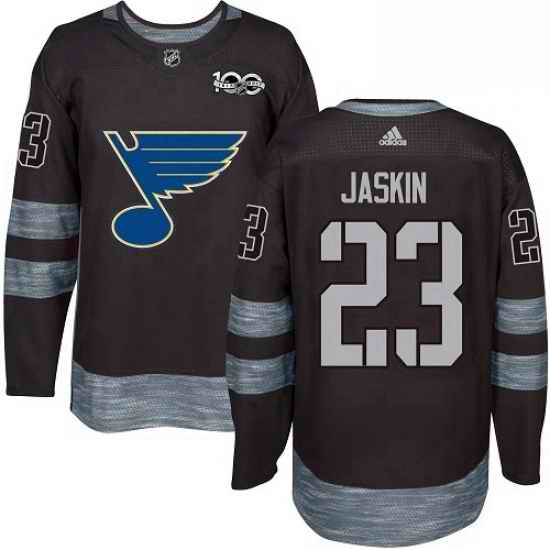 Mens Adidas St Louis Blues #23 Dmitrij Jaskin Authentic Black 1917 2017 100th Anniversary NHL Jersey->st.louis blues->NHL Jersey
