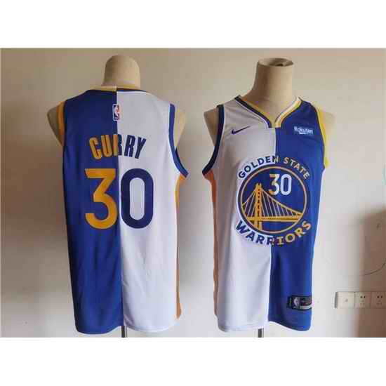 Men Golden State Warriors #30 Stephen Curry Blue White Split Stitched Basletball Jersey->golden state warriors->NBA Jersey
