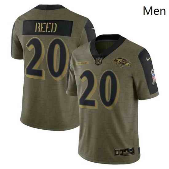 Men's Baltimore Ravens Ed Reed Nike Olive 2021 Salute To Service Retired Player Limited Jersey->arizona cardinals->NFL Jersey