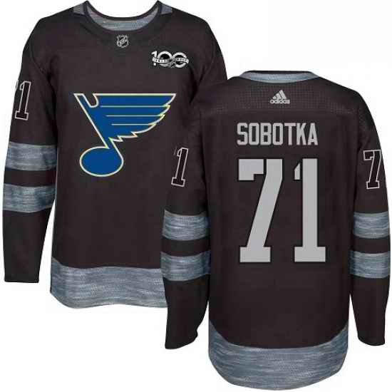 Mens Adidas St Louis Blues #71 Vladimir Sobotka Authentic Black 1917 2017 100th Anniversary NHL Jersey->st.louis blues->NHL Jersey