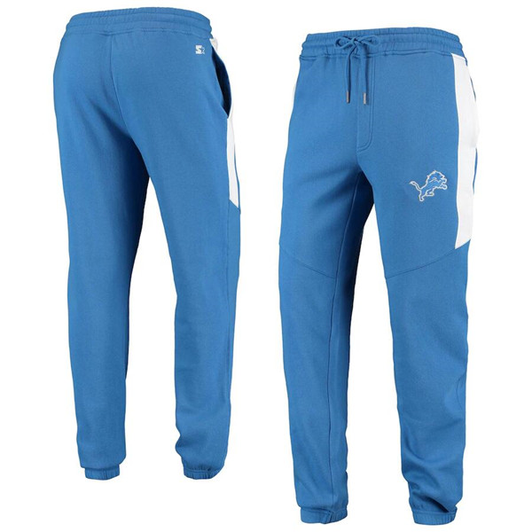 Men's Detroit Lions Starter Blue/White Goal Post Fleece Pants->denver broncos->NFL Jersey