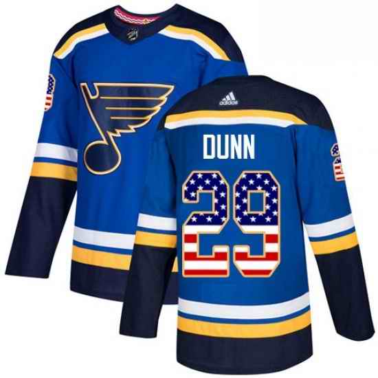 Mens Adidas St Louis Blues #29 Vince Dunn Authentic Blue USA Flag Fashion NHL Jersey->st.louis blues->NHL Jersey