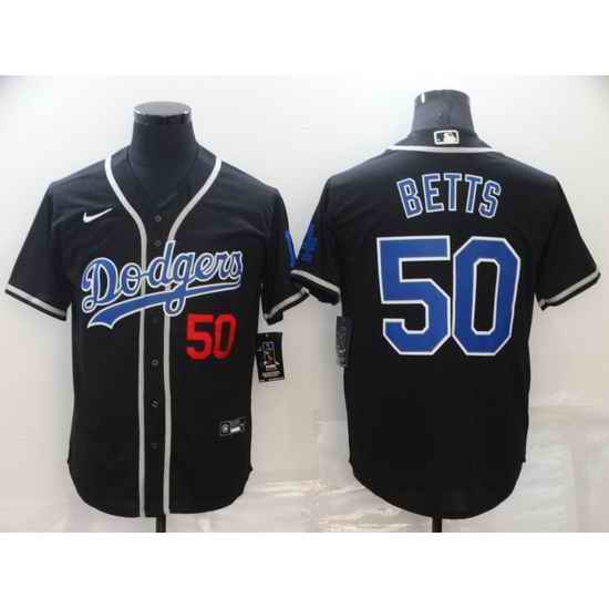 Men Los Angeles Dodgers #50 Mookie Betts Black Cool Base Stitched Baseball jersey->los angeles dodgers->MLB Jersey