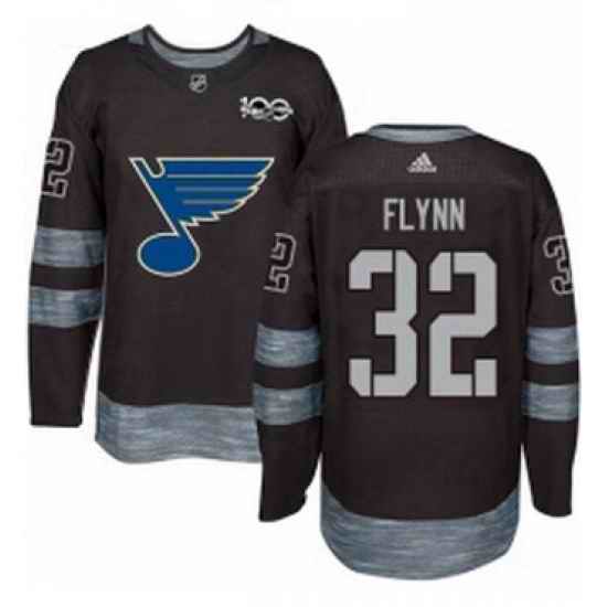 Mens Adidas St Louis Blues #32 Brian Flynn Authentic Black 1917 2017 100th Anniversary NHL Jersey->st.louis blues->NHL Jersey