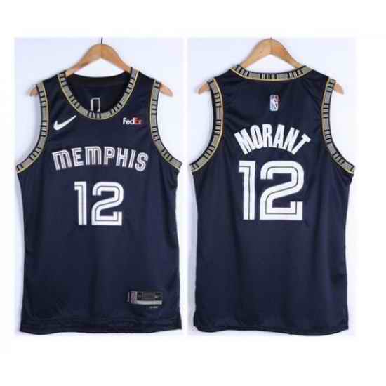 Youth Memphis Grizzlies #12 Ja Morant 75th Anniversary 2021 Navy Swingman Stitched Jersey->phoenix suns->NBA Jersey