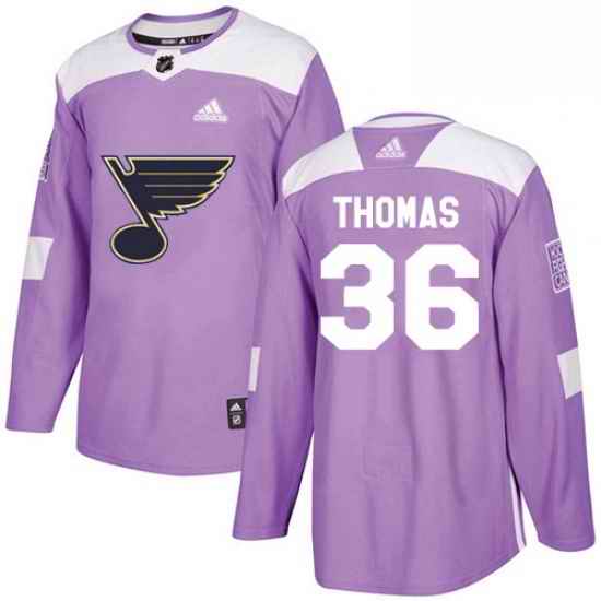 Mens Adidas St Louis Blues #36 Robert Thomas Authentic Purple Fights Cancer Practice NHL Jersey->st.louis blues->NHL Jersey