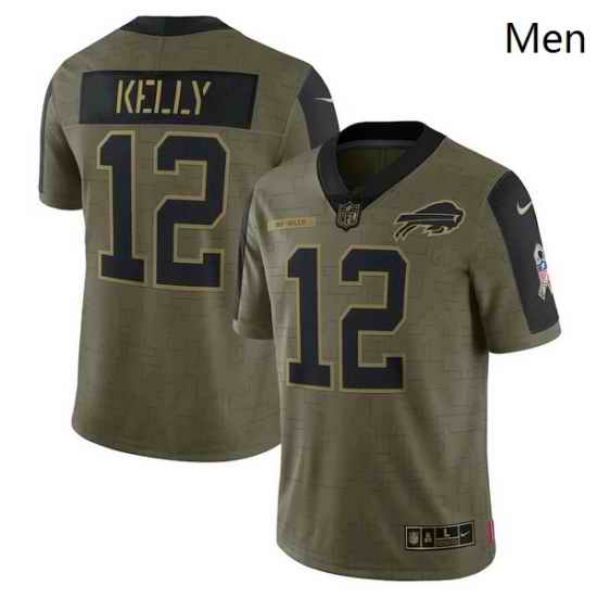 Men's Buffalo Bills Jim Kelly Nike Olive 2021 Salute To Service Retired Player Limited Jersey->baltimore ravens->NFL Jersey