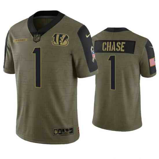 Men Women Youth Toddler Cincinnati Bengals Custom 2021 Olive Salute To Service Limited Jersey->customized nfl jersey->Custom Jersey