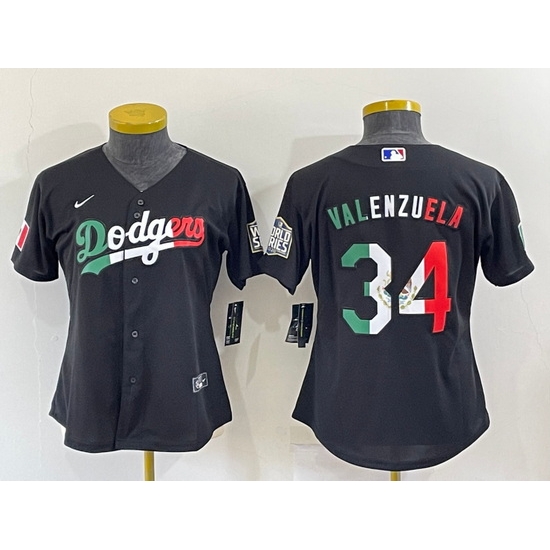 Women Los Angeles Dodgers #34 Toro Valenzuela Black Cool Base Stitched Jersey->women mlb jersey->Women Jersey