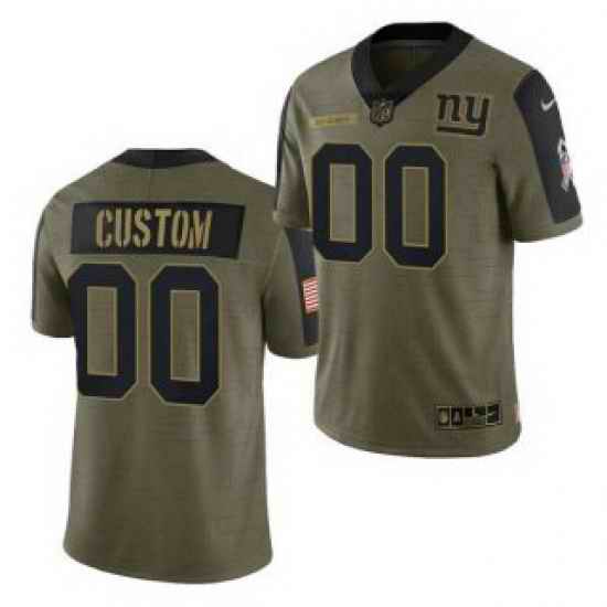 Men Women Youth Toddler New York Giants Custom 2021 Olive Salute To Service Limited Jersey->customized nfl jersey->Custom Jersey