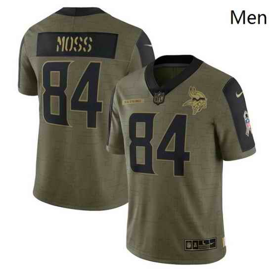 Men's Minnesota Vikings Randy Moss Nike Olive 2021 Salute To Service Retired Player Limited Jersey->miami dolphins->NFL Jersey