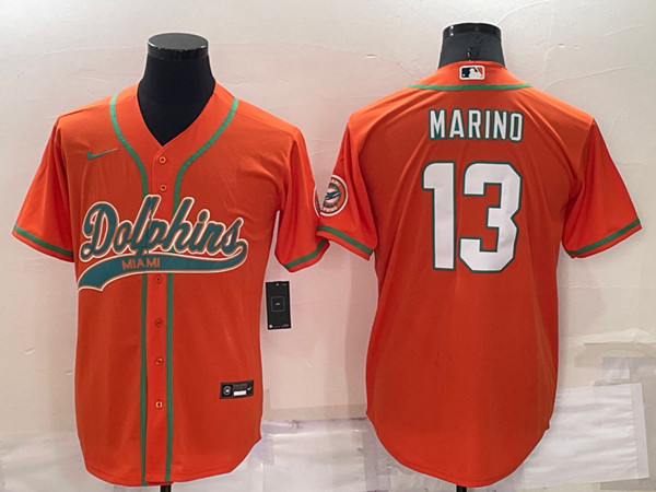 Men's Miami Dolphins #13 Dan Marino Orange Cool Base Stitched Baseball Jersey->new england patriots->NFL Jersey