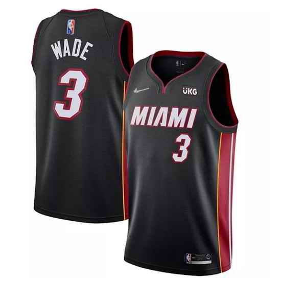 Men Miami Heat #3 Dwyane Wade Black Icon Edition 75th Anniversary Stitched Jersey->los angeles lakers->NBA Jersey
