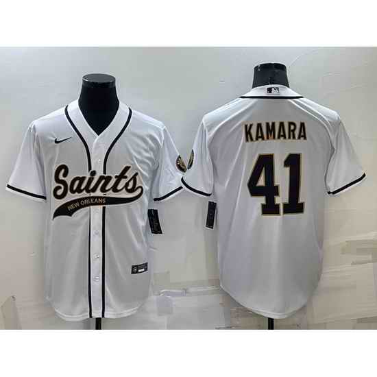 Men New Orleans Saints #41 Alvin Kamara White Stitched MLB Cool Base Nike Baseball Jersey->san francisco 49ers->NFL Jersey