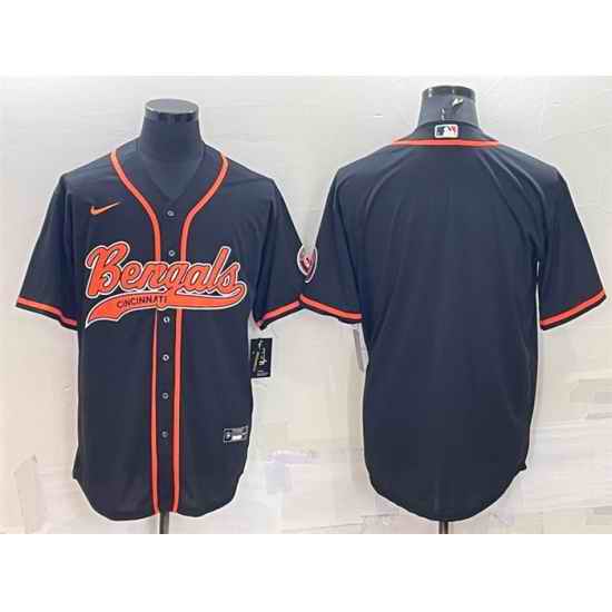 Men Cincinnati Bengals Blank Black With Patch Cool Base Stitched Baseball Jersey->denver broncos->NFL Jersey
