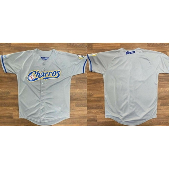 Men Charros De Jalisco Blank Gray Stitched Baseball Jersey->atlanta braves->MLB Jersey