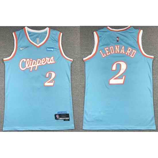 Men Los Angeles Clippers #2 Kawhi Leonard Blue 75th Anniversary 2021 2022 City Edition NBA Jersey->golden state warriors->NBA Jersey