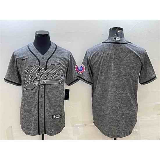 Men Buffalo Bills Blank Grey With Patch Cool Base Stitched Baseball Jersey->san francisco 49ers->NFL Jersey
