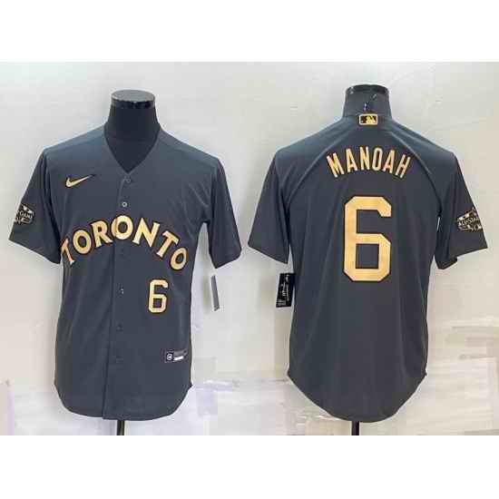 Men Toronto Blue Jays #6 Alek Manoah 2022 All Star Charcoal Cool Base Stitched Baseball Jersey->youth mlb jersey->Youth Jersey