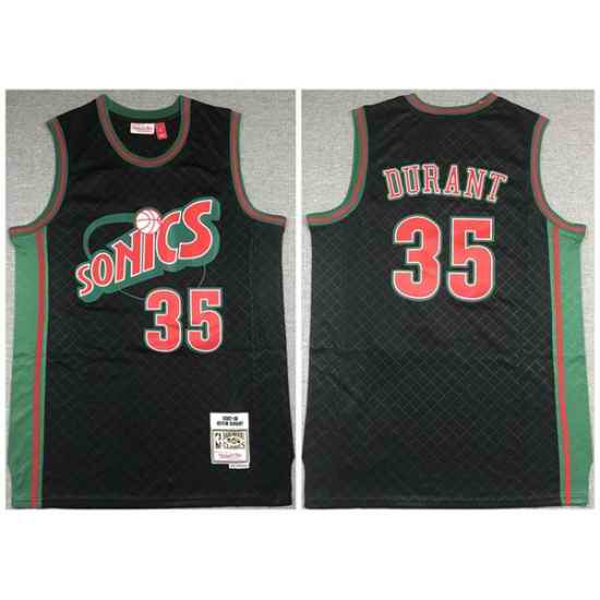 Men Oklahoma City Thunder #35 Kevin Durant Black 2007 08 Black Throwback SuperSonics Stitched Jersey->orlando magic->NBA Jersey