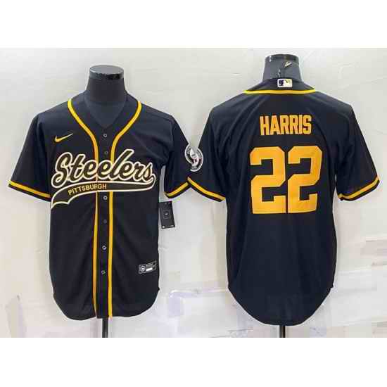 Men Pittsburgh Steelers #22 Najee Harris Black Gold With Patch Cool Base Stitched Baseball Jersey->philadelphia eagles->NFL Jersey