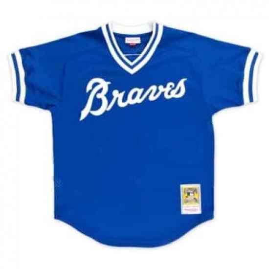 Men Atlanta Braves Blue Mitchell Ness Blank Jersey->youth mlb jersey->Youth Jersey